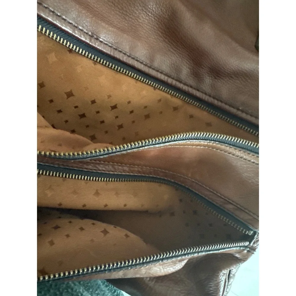 FOSSIL Explorer Brown Leather Foldover Shoulder Messenger Crossbody Bag Hobo Vtg